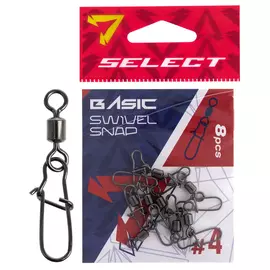 Вертлюжок з застібкою Select Basic Swivel Snap #4 (8 шт / уп), Размер: 29.5мм, Цвет воблера: Black Nickel, фото 